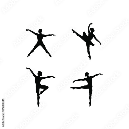 Elegant ballet dancers in various poses isolated on white background, showcasing grace, artistry, and the beauty of classical dance movements