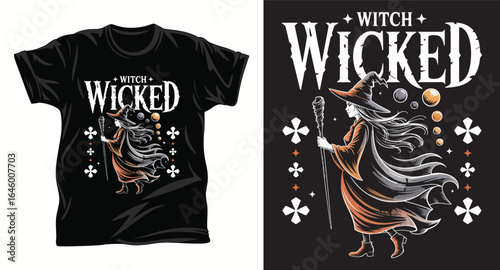 witchcraft graphic vector T shirt design print.