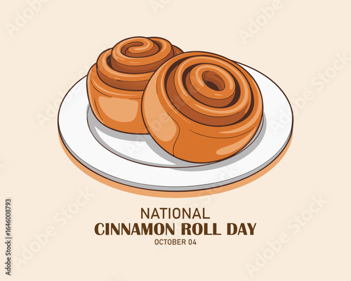 National Cinnamon Roll Day. October 4. Flat design vector.