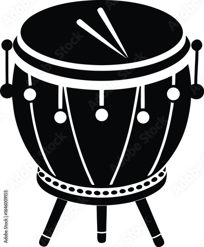 Black drum silhouette on white background