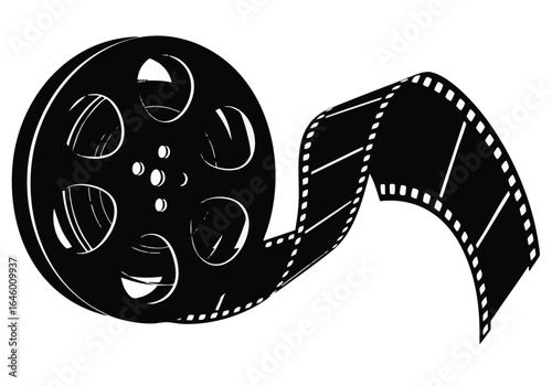 Classic Black and White Film Reel Symbolizing Cinema and Movie Industry History Production and Entertainment Old School and Vintage Aesthetics