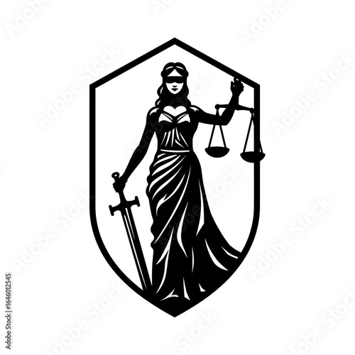 Lady justice silhouette in shield - symbol of law and justice

