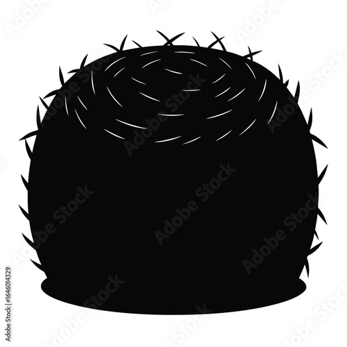 Black silhouette of a hay bale on white