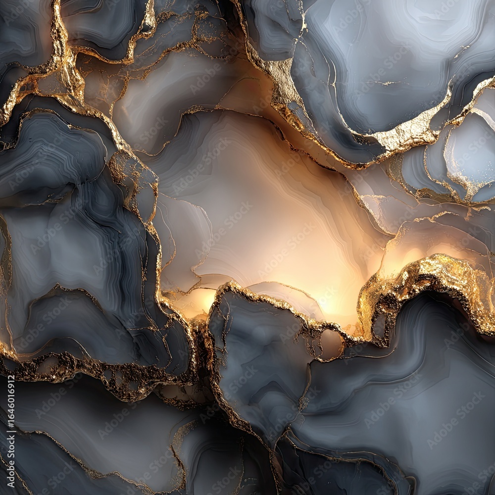 Fototapeta premium Abstract marble-like pattern with gold veins