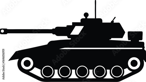 Black tank silhouette on white background