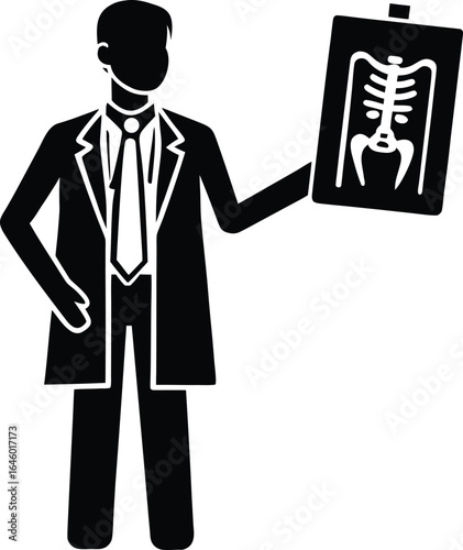 doctor explaining x ray silhouette vector no deta.eps