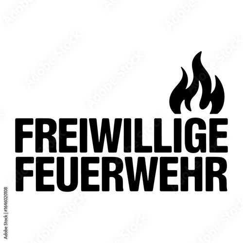 Black fire brigade text and flame symbol vector