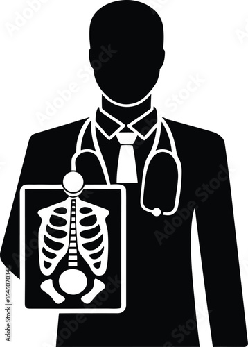 radiologist with scan silhouette vector no detail.eps