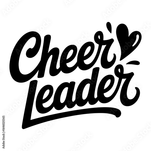 Black script lettering cheer leader with heart vector