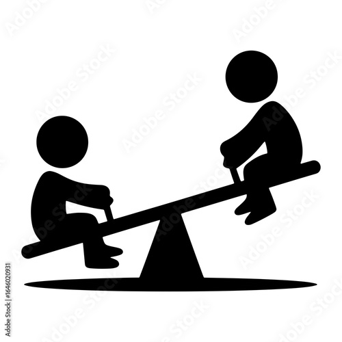 Children on a seesaw playing together playground
