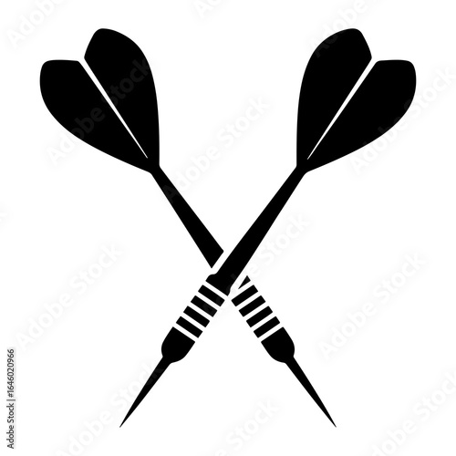 Crossed black darts with striped grips dartboard game