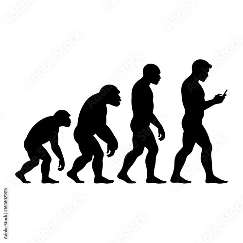 Human evolution progression from ape to modern man using smartphone vector