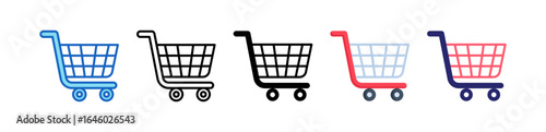 Shopping Cart Multiple Style Icon Set Collection. 