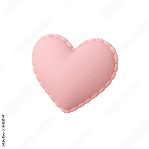 Soft pink heart shaped pillow isolated on transparent background