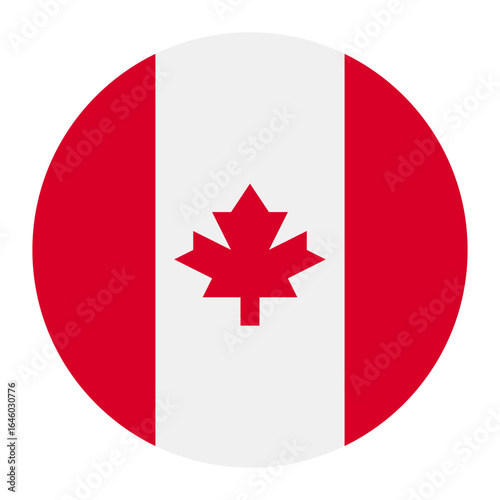  Canada national flag isolated on white. Official red and white with maple leaf emblem, simple flat design. Vector clipart or icon for Canadian events and news illustration, travel or politics banner.