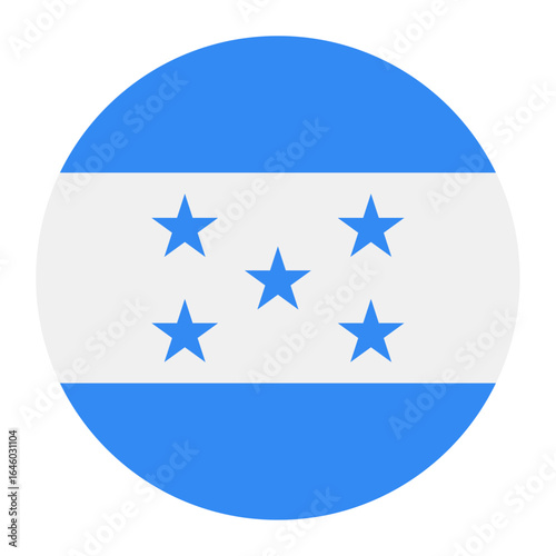 Honduras national flag isolated on white. Official horizontal blue and white stripes with five blue stars, simple flat design. Vector clipart or icon for Honduran events and news illustration, travel 
