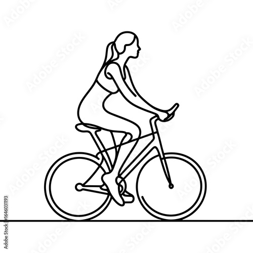Woman riding bicycle on flat surface