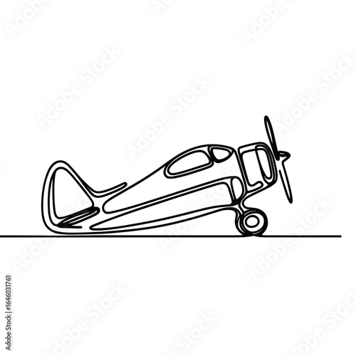 Line drawing of single-engine airplane in black and white