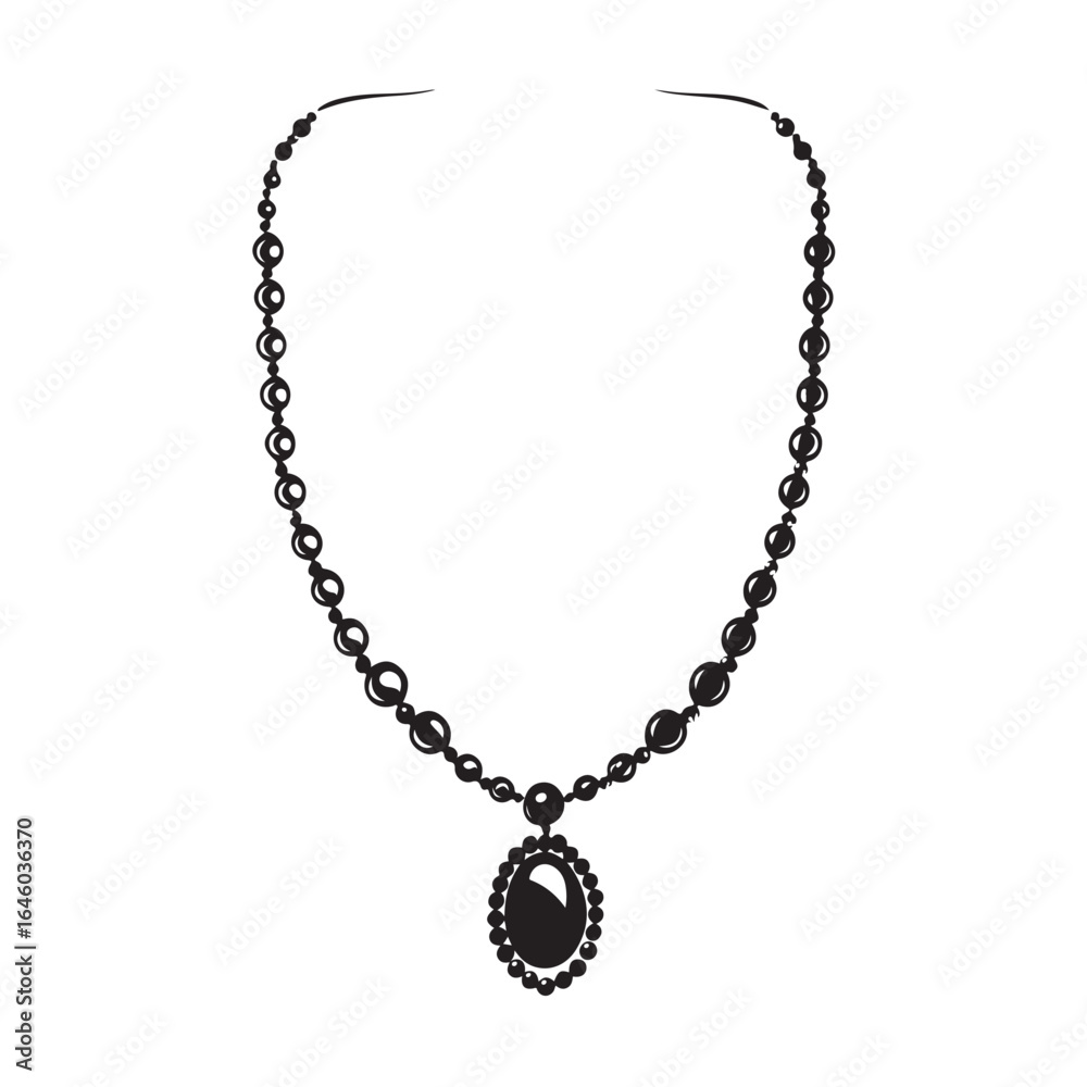 Fototapeta premium necklace silhouette, necklace vector illustration, necklaces icon, simple silhouette illustration of necklaces, perfect for necklaces logos and icons