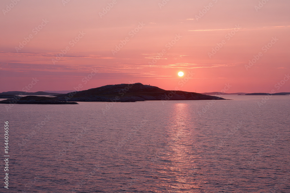 Fototapeta premium golden summer sunsets over tranquil sea create captivating atmosphere of natural beauty