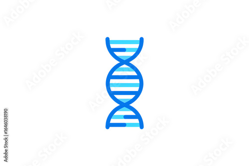 Modern Blue DNA Double Helix Icon: Genetic Code, Science, Technology, Medical Research Symbol