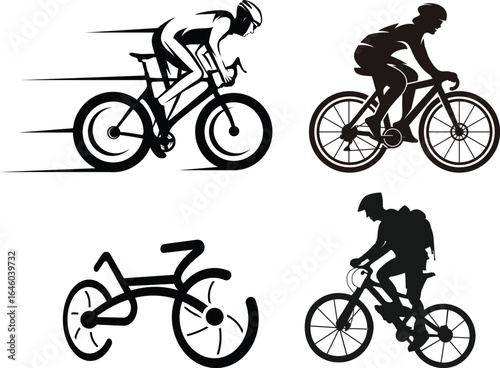 silhouette of a man riding a bicycle