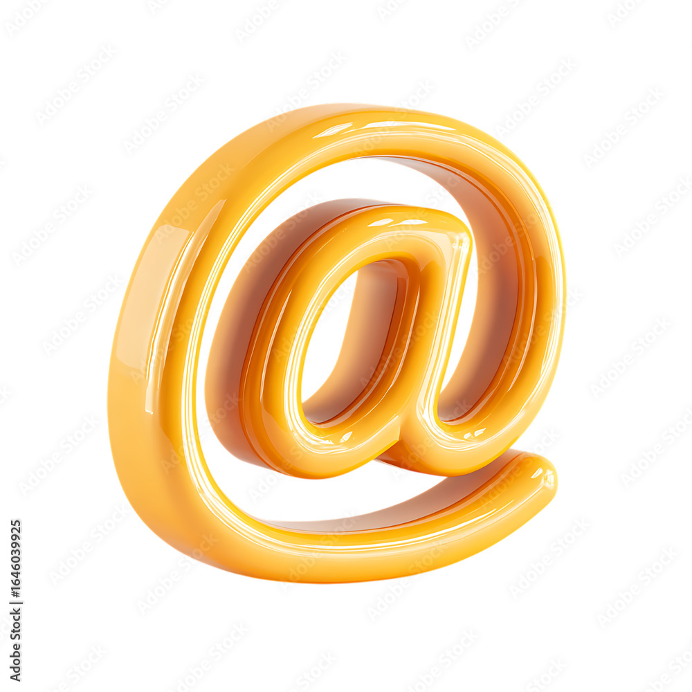 Obraz premium Golden at symbol with textured surface isolated on transparent background