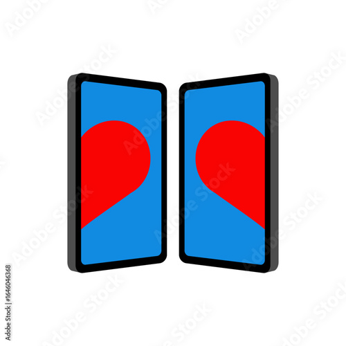 two smartphones displaying broken heart halves, symbolizing love breakup, digital relationships, and online communication. Perfect for romance, social media, and modern dating themes.
