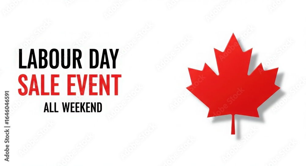 Obraz premium Canadian labour day sale event with red maple leaf