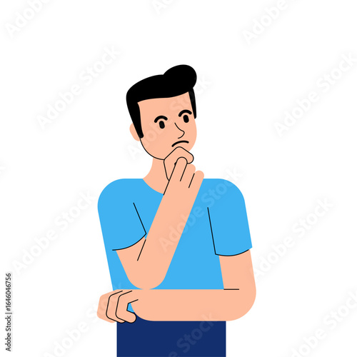thoughtful man considering a decision. Represents choice, doubt, and dilemma between love and money. Perfect for relationship or finance concepts.
