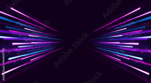 Neon waves and flowing lines create a dynamic, high-speed highway scene. Sparkling light and abstract effects enhance energy and movement at night.