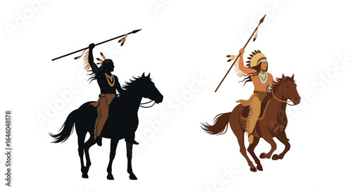 Native american horse rider vector illustration art