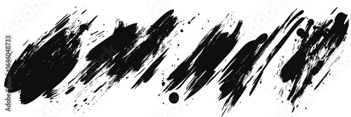 Set of black grunge brushstroke paint smears and dirty textured abstract strokes on white background vector illustration collection for design and decoration