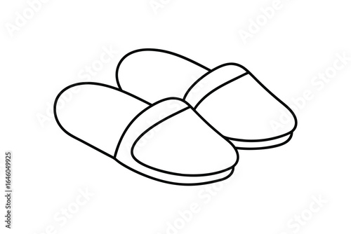 Simple single line outline two open toe slippers footwear shoe