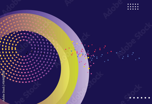 Abstract geometric design featuring circles and patterns in vibrant color palette