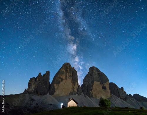 Milky Way over mountain chapel