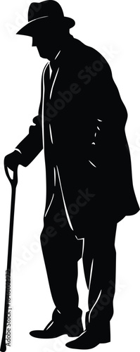  elderly man with cane vector illustration  