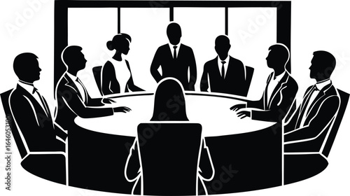  office team meeting vector illustration  