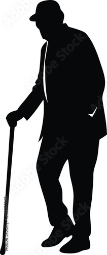  elderly man with cane vector illustration  