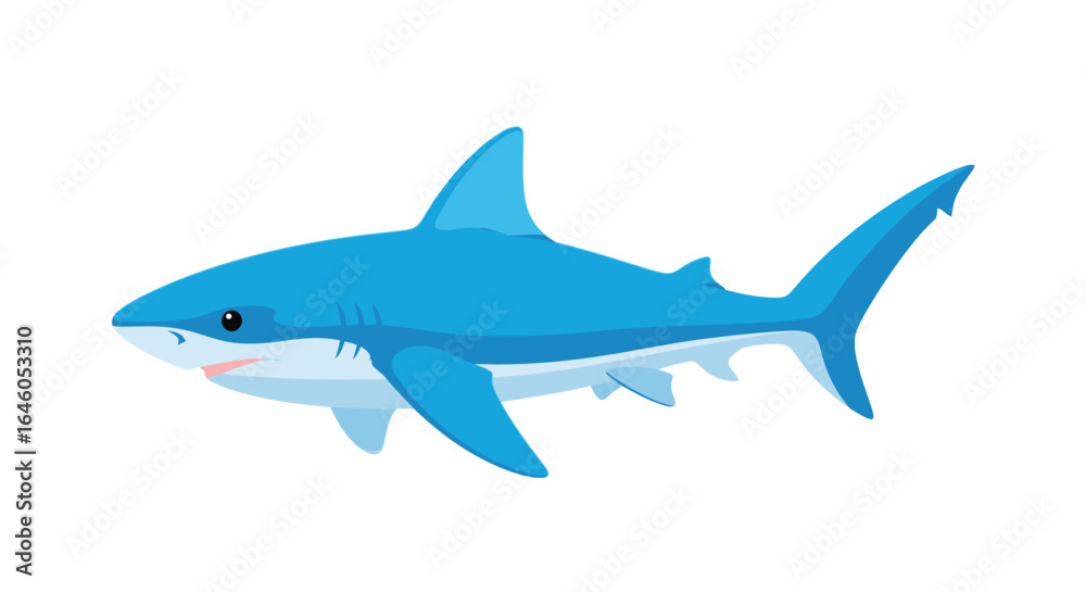Obraz premium Cartoon shark vector illustration ocean predator art