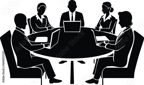  business professionals in conference vector art  