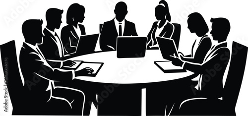  office team meeting vector illustration  