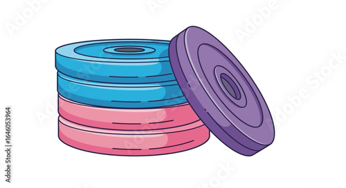 Isolated colorful gym weight plates for exercising