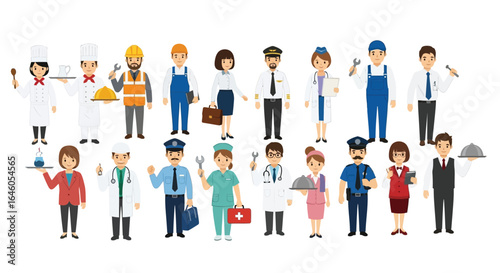 Various professions and career choices illustration