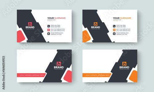 Creative corporate business card or visiting card design template. Modern shapes identity card, contact, branding, stationery design layout template.