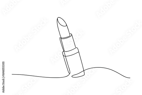 Single line drawing a lipstick a makeup cosmetic
