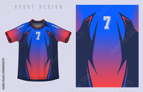 Fabric textile design for Sport t-shirt, Soccer jersey mockup for football club. uniform front view.	