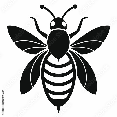 Stylized bee silhouette on white background
