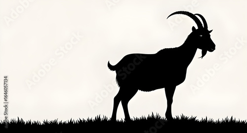 goat on meadow silhouette, goat silhouette, farm animal silhouette, goat vector, grazing goat silhouette, meadow animal silhouette, pasture goat silhouette, goat on grass, farm silhouette, goat illust