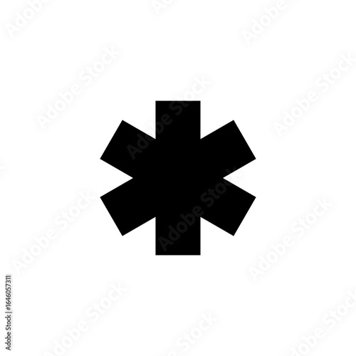 Asterisk icon isolated on white background. Black star symbol with six points